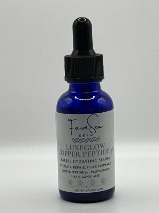 LuxeGlow Copper Peptide 3% Facial Serum ~ 1 oz.