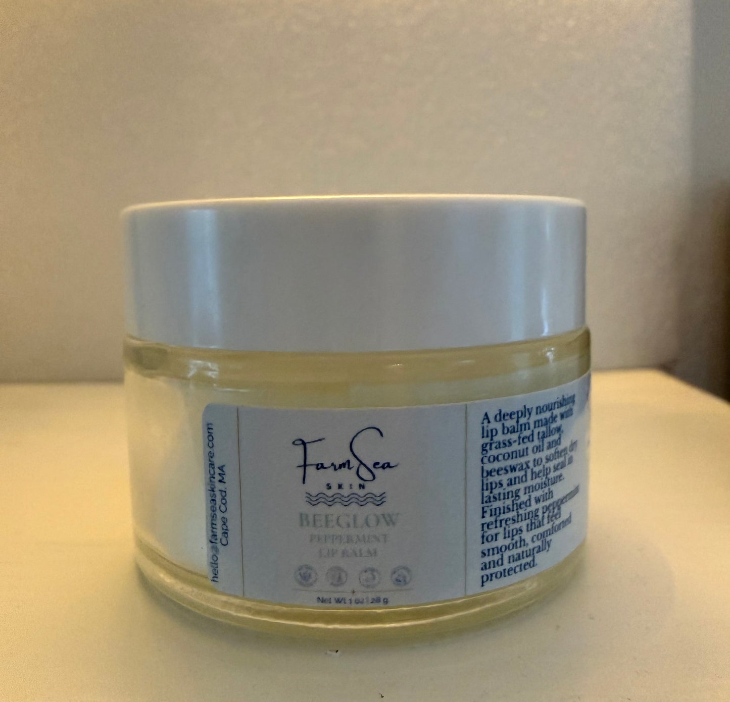 BeeGlow Lip Balm ~ 1 oz glass jar